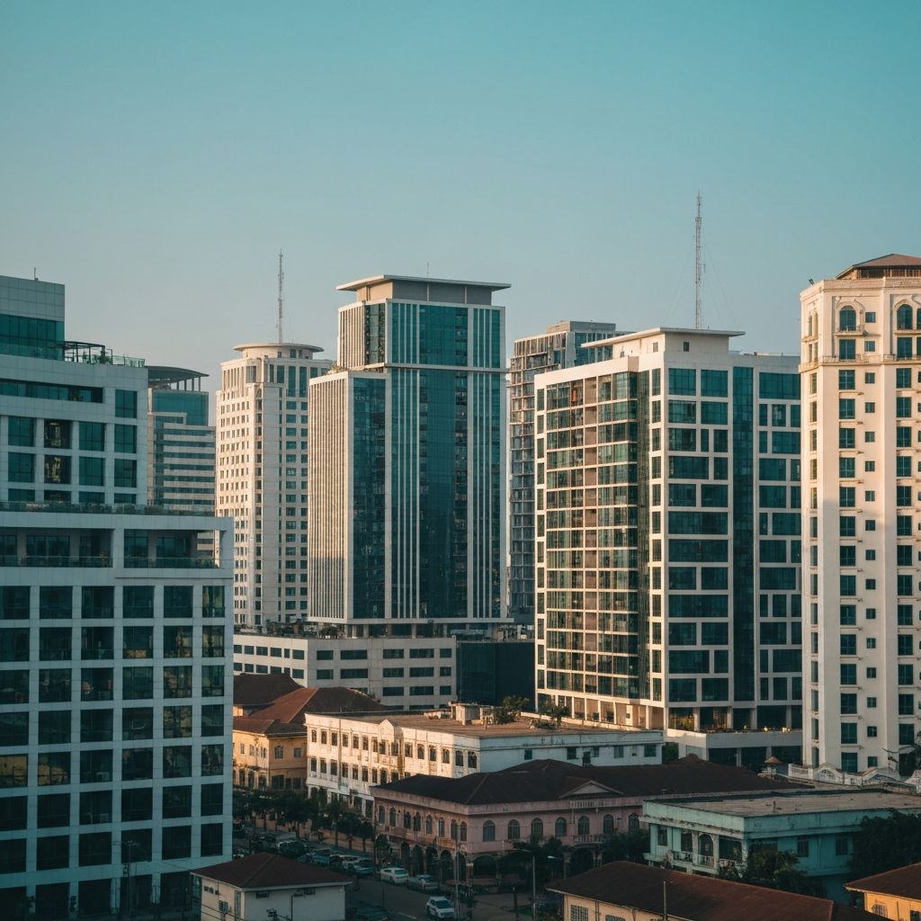 Lagos cityscape with modern apartment buildings